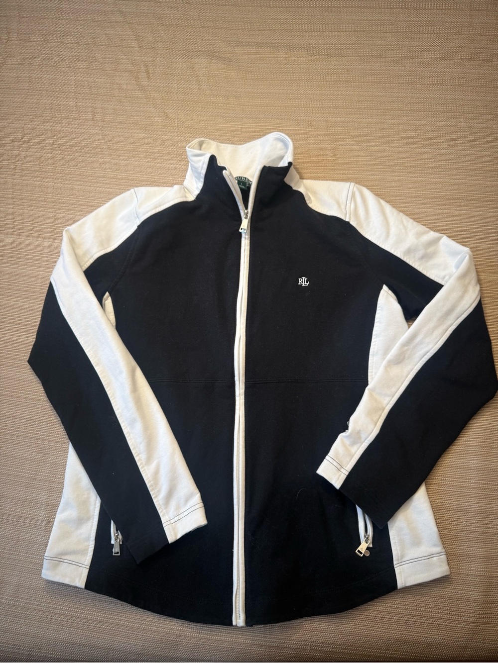 Ralph Lauren Black and White Contrast Zip Jacket